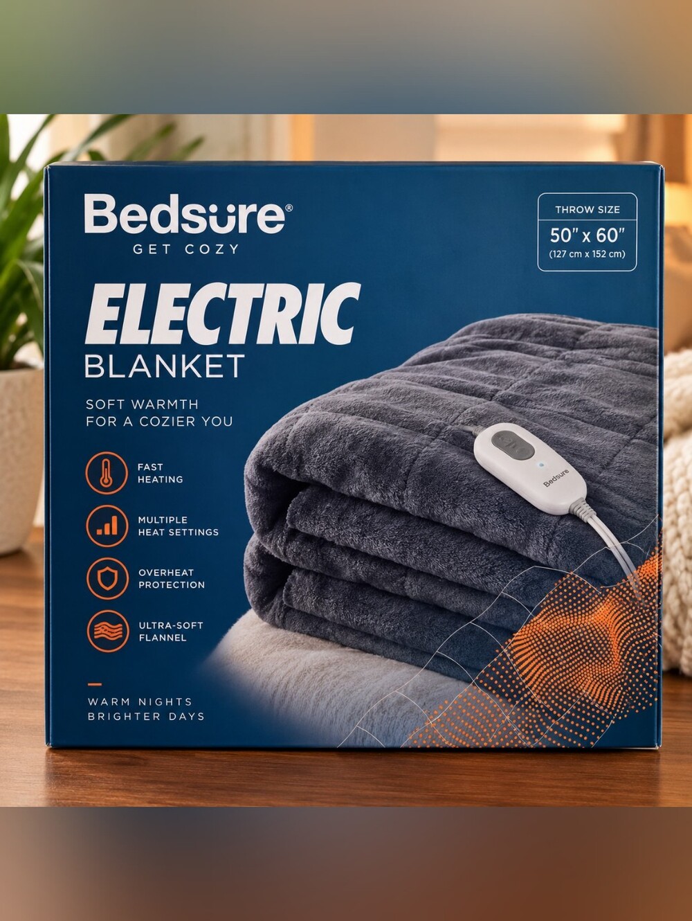 Bedsure Heated Electric Throw Blanket 50" x 60" – New Open Box